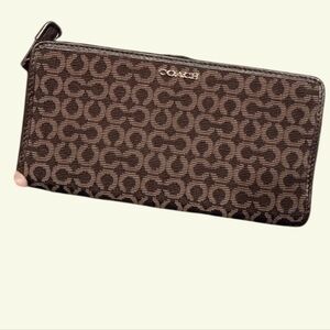 Coach Brown Canvas Logo Signature Wallet